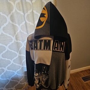 Batman Patchwork Hoodie for Men - Black, Gray, and White